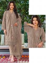 Georgette Light Brown Festival Wear Embroidery Work  Pakistani Suit 